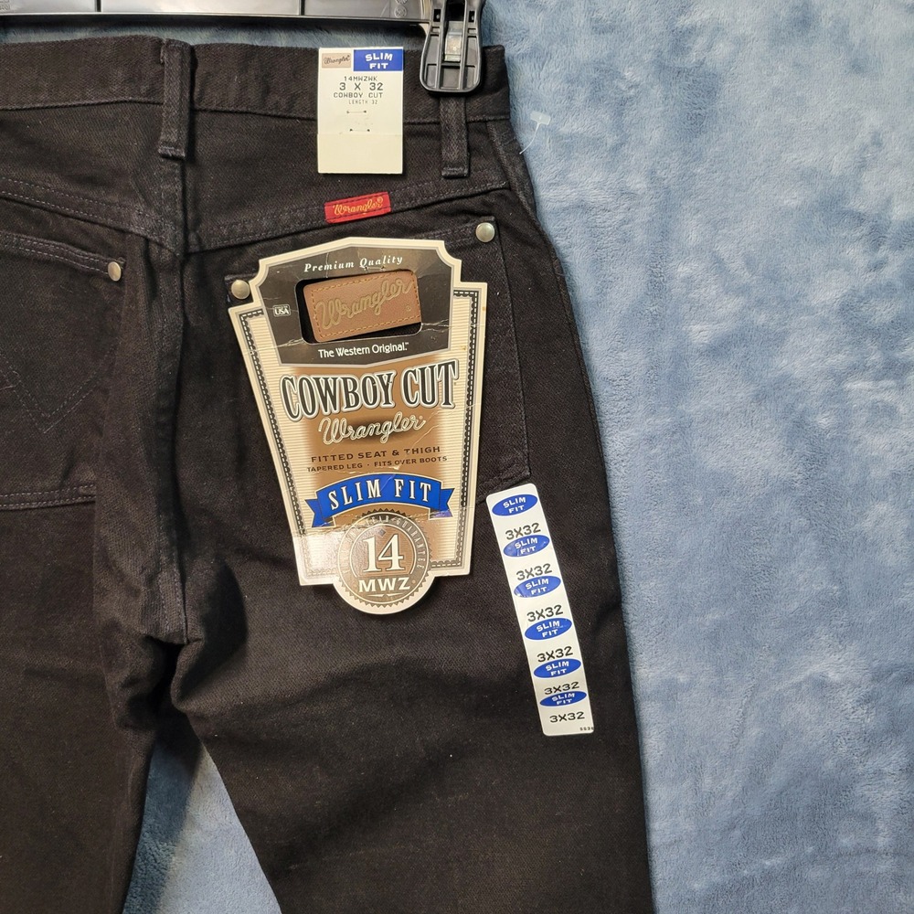 Wrangler Cowboy Cut Slim Fit Jeans Mens 3 x 32 Black Denim NWT Made in USA - Picture 2 of 8
